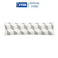 Vỏ gối ôm  JYSK Scandi  cotton sateen trắng hoạ tiết xám  18x80 cm