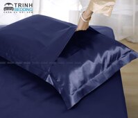 Vỏ Gối Phi Lụa Cao Cấp Nhiều Màu TRINH BEDDING - Xanh Đen - 50x70cm
