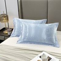 Vỏ gối satin Jacquard phong cách Châu Âu một đôi vỏ gối đơn dành cho người lớn mùa hè 2 chiếc vỏ gối màu Đỏ cưới
