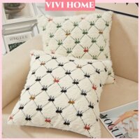 Vỏ Gối sofa Vải Bông Họa Tiết Thắt Nơ Và Chữ Cái Thời Trang Thu Đông Kích Thước 45x45cm