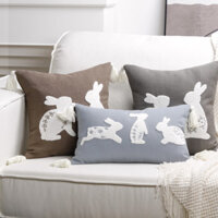 Vỏ gối thêu thỏ Phục sinh 45x45 30x50 Vỏ gối Cotton in hình thỏ dễ thương
