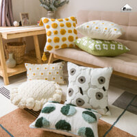 Vỏ Gối Tựa Lưng Sofa Linen Dệt Nổi Họa Tiết Hoa Vàng Xanh Passion