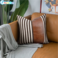 Vỏ gối vải khâu da Pu 45 * 45cm Đệm cho ghế Sofa giường gia đình