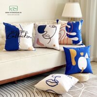 Vỏ gối vuông 2 mặt TOTORO HOUSE, áo gối nằm sofa tựa lưng mặt nhung, gối vuông phong cách Bắc Âu size 45x45cm