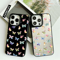 Vỏ gương hình bướm mơ mộng màu sắc đầy màu sắc cho IPhone 11 12 13 Mini 14 15 16 Pro Max Ốp điện thoại X XR XS Max SE2 6 6s 7 8 Plus Vỏ viền mềm Mặt sau PC Ốp điện thoại cứng có bao bì