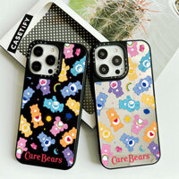 Vỏ gương hình gấu chăm sóc dễ thương màu sắc cho IPhone 11 12 13 Mini 14 15 16 Pro Max Ốp điện thoại X XR XS Max SE2 6 6s 7 8 Plus 7 + Vỏ viền mềm Mặt sau PC Ốp điện thoại cứng có bao bì