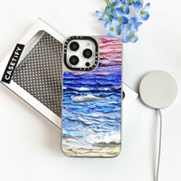 Vỏ Gương Tranh Sơn Dầu Đại Dương Xanh Dương Cho IPhone 11 12 13 12Pro 14PLUS 15 16 Pro Max Vỏ Sạc Từ Tính Không Dây Mặt Sau PC Cứng Mềm Viền Ốp điện thoại Hộp Đóng Gói