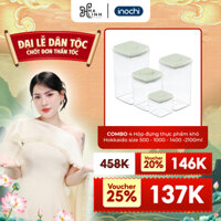 [Võ Hà Linh x Inochi] COMBO 4 Hộp đựng thực phẩm khô Hokkaido Inochi (2100ml, 1400ml, 1000ml, 500ml)