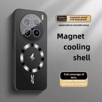 Vỏ hấp phụ sạc không dây nam châm cho Vivo x200 mini x100 x100s pro ultra Vỏ bọc cảm giác da Ống kính phủ toàn diện, Vỏ bảo vệ chống sốc máy ảnh cao cấp mờ chống rơi