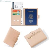 Vỏ hộ chiếu bằng da PU VINTAGEVAULT, Giá đỡ vé máy bay chống từ tính RFID, Thẻ tín dụng du lịch có khóa kéo Ví gấp đôi nam và nữ