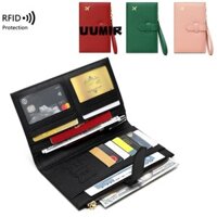 Vỏ hộ chiếu UUMIR RFID, Hộp đựng thẻ RFID bằng da dung tích lớn, Ví du lịch chống trộm di động đa chức năng