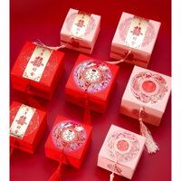 Vỏ hộp bánh , in hình rồng phượng - vỏ hộp bánh , đựng bánh phu thê - Decor tráp cưới hỏi