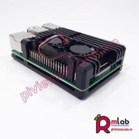 Vỏ hộp nhôm quạt tản nhiệt đôi SP25 dành cho Raspberry Pi 4 (Màu Đen)