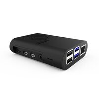 Vỏ hộp nhựa màu đen có quạt tản nhiệt dành cho Raspberry Pi 4 Model B - Hàng Chính Hãng