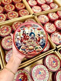 VỎ HỘP THIẾC KẸO GIA ĐÌNH/ TÚI TIỀN ĐỎ ĐÓNG GIỎ QUÀ TẾT