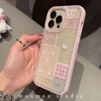 Vỏ IPhone 14 Pro Max Làm Dày Vỏ Cứng Acrylic Nữ Tính Hàn Quốc Hello Kitty Lấp Lánh Kim Cương Viền Ốp Lưng Bảo Vệ Camera Cho IPhone 16 15 14 13 Pro Max