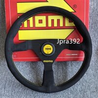 Vô lăng da lộn MOMO V1 340mm da lộn Khâu màu vàng + nút còi