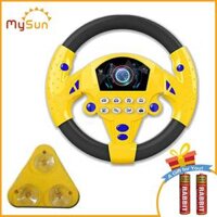 Vô lăng đồ chơi cho bé gắn xe ô tô có nhạc trẻ em Tặng Pin MySun - Vô lăng vàng