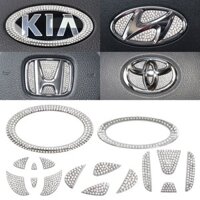 Vô Lăng Ô Tô Pha Lê Biểu Tượng Logo Kim Cương Miếng Dán Decal Bao Kim Cương Giả Cho Xe Toyota Honda Hyundai Kia Ford Nội Thất