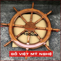 Vô Lăng Tàu Gỗ Trang Trí Phòng Khách - Bánh lái tàu gỗ treo tường trang trí nhà cửa - Ø100cm - Gỗ căm xe tự nhiên