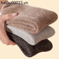 Vớ Len Dày Tất Nữ Mùa Đông Lông Cừu Lót Dày Terry Tất Nữ Tất Nam Đen Đậm Trung Niên Người Cao Tuổi Tất Cotton Cực Dày