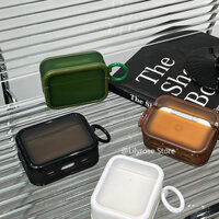 Vỏ màu mờ đơn giản cho hộp bảo vệ AirPod có khóa vòng AirPod Pro2 Cặp đôi Vỏ tai nghe Apple AirPod 1 2 3 Vỏ bảo vệ Bluetooth không dây mềm