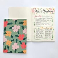 Vở May Gáy 100gsm 80 Trang Kẻ Ngang Dot Grid Crabit - Dot - Hoa vàng đỏ - Vở lẻ