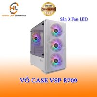 Vỏ máy tính Case VSP B709 [Trắng] sẵn 3 Fan LED Gaming kính cường lực (M-ATX/ITX)