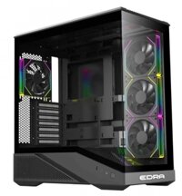 Vỏ máy tính ECS1508 - Edra | Màu: Đen | Cổng kết nối: 1xUSB 3.0 + 1xType-C + 1xAudio + 1xFan controller | Hỗ trợ tản nhiệt nước (Radiator): 360 mm | Hỗ trợ VGA tối đa: 420 mm | Số khay ổ cứng: 1xHDD + 1xSSD | Hỗ trợ  quạt (Fan): 8 quạt 120 mm (3 nóc, 1 sau, 1 dưới, 3 mainboard) | Kích thước: 446 x 235 x 460 mm; 12T