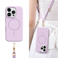 Vỏ mới mờ chống vân tay điện thoại mềm silicon cho iPhone 16 15 14 13 12 11 Pro Max Ốp lưng đeo chéo dây buộc 14pro sang trọng dây đeo từ tính chống sốc 16plus