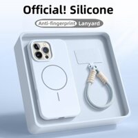 Vỏ mới mờ chống vân tay Vỏ điện thoại mềm cho iPhone 16 15 14 13 12 11 Pro Max Ốp lưng silicon Lanyar sa mạc titan 14pro sang trọng dây đeo từ tính chống sốc 16plus