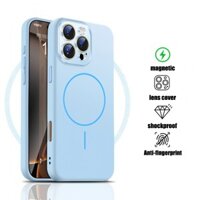 Vỏ mới Ốp điện thoại mềm silicon chống vân tay mờ cho iPhone 16 15 14 13 12 11 Pro Max màu xanh sang trọng 16plus từ tính 15pro ốp lưng chống sốc 15plus bảo vệ ống kính