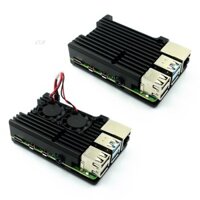 Vỏ nhôm Raspberry Pi 4 / 3 có quạt làm mát kép Vỏ kim loại Vỏ màu đen cho RPI Raspberry Pi 4B / 3B / 3B +