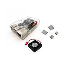 Vỏ nhựa trong suốt dành cho Raspberry Pi 4, có kèm quạt và nhôm tản nhiệt