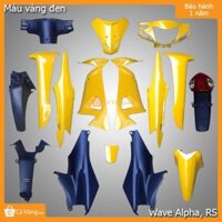 Vỏ nhựa xe máy Wave Alpha, RS Nhựa Trắng Cao Cấp như ZIN màu Vàng đen