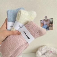 Vớ nhung mink cho phụ nữ, vớ dày ấm lót lông cừu đến giữa bắp chân, vớ lông màu đồng nhất, vớ bà bầu mềm mại, vớ sợi chấm AK47