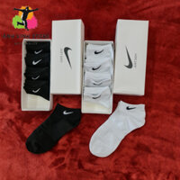 Vớ Nike cổ ngắn thể thao nam nữ màu đen trắng hộp 5 đôi