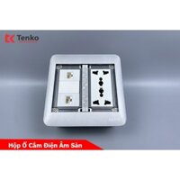 Vỏ Ổ Cắm Điện Âm Sàn Đôi 3 Chấu Tích Hợp 2 Ổ Mạng LAN Chính Hãng Tenko TK-DS-111S08 Bạc