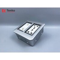 Vỏ Ổ Cắm Điện Âm Sàn Đôi 3 Chấu Tích Hợp 2 Ổ Mạng LAN Chính Hãng Tenko TK-DS-111S06 Bạc