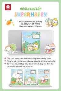 Vở ô ly Hải tiến Supper Happy 2104-48 trang, định lượng 100gsm