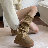 Vớ Ống Chân Dệt Kim Ba Nút Giữ Ấm Mùa Thu Đông Dành Cho Nữ