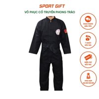 Võ phục cổ truyền phong trào, đồng phục võ cổ truyền cho học sinh sinh viên và người mới học, bộ võ phục màu đen cúc tàu