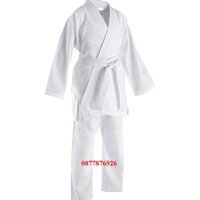 Võ phục quần áo Judo màu trắng vải Kaki Dày