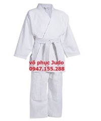 Võ phục quần áo Judo màu trắng vải Kaki Dày