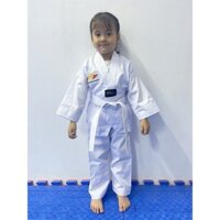 VÕ PHỤC TAEKWONDO PHONG TRÀO VẢI KAKY DÀY 3 SỌC Chất lượng cao tặng kèm đai trắng và logo