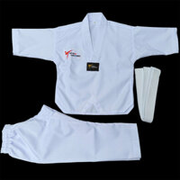 Võ Phục Taekwondo Trắng vải Sọc dày đẹp chất lượng cao tặng kèm đai trắng và logo Hỏa Tốc HCM