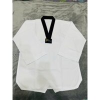 Võ phục Taekwondo vải kim cương cổ đen có thêu - Siêu mỏng, thấp hút mồ hôi, co giãn tốt - Tặng kèm đai trắng