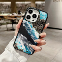 Vỏ sạc từ tính không dây bãi biển và sóng biển màu đen cho IPhone 11 14 15 16 Pro Max 12 13 Pro Max Cover 14 15 16 PLUS Vỏ silicon mềm trong suốt chống sốc