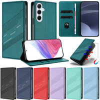 Vỏ Sang Trọng Cho Samsung Galaxy A56 5G A55 A35 A16 A06 A15 A26 A36 A25 5G M06 M16 F06 F16 S25 Edge Matte Book Wallet Khe Cắm Thẻ Da Lật Từ Tính Bảo Vệ Da Đứng Bao Da