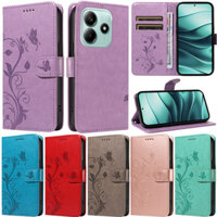 Vỏ Sang Trọng Cho Xiaomi 15 Pro Redmi 14C Note 14 4G Note 14 5G Note 14 Pro 5G K80 Pro Họa Tiết Hoa Ví Da PU Mềm Flip Stand Cover